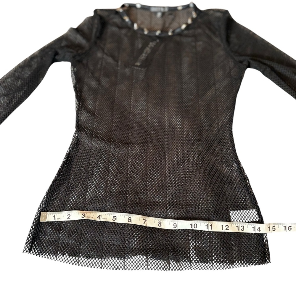 NWT CURRENT MOOD BLACK STUDDED MESH LONG SLEEVE TOP – SIZE M DOLLS KILL - Picture 6 of 13